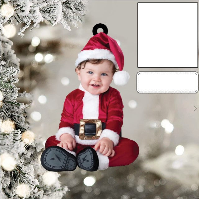 Custom Photo Funny Baby's Face Firefighter Christmas Ornament for New baby First Christmas OO0005