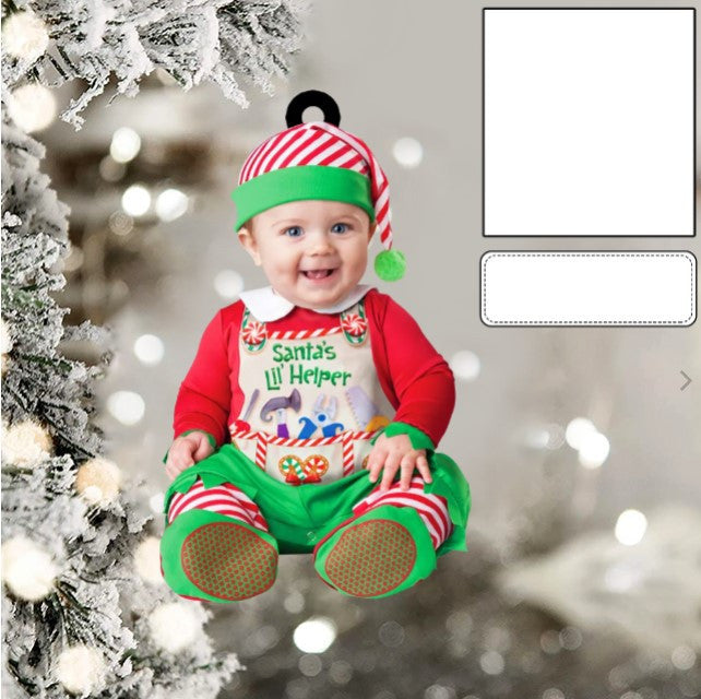 Cute Baby Ornament Custom Face Name Christmas Ornament for New Baby First Christmas OO4330