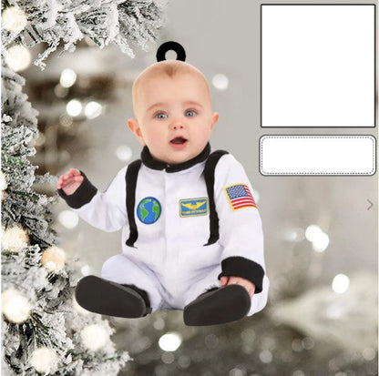 Custom Photo Funny Baby's Face Firefighter Christmas Ornament for New baby First Christmas OO4329