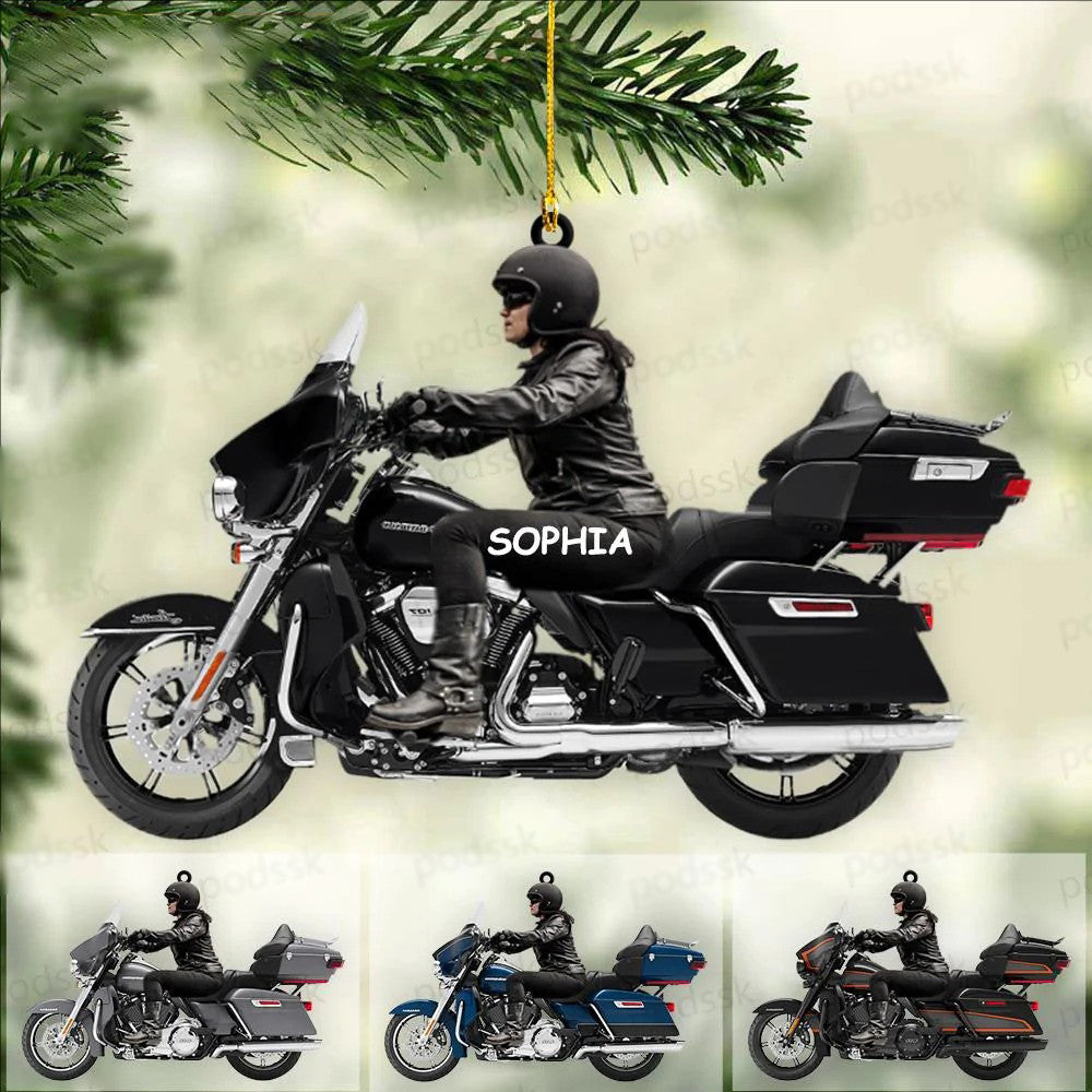 2024 Personalized Biker Woman Harley Motorcycle Christmas Ornament for Biker Gangster Lovers, Gift for Wife OO4323