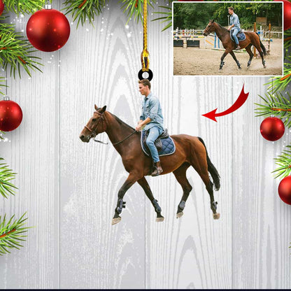 Custom Photo Horse Christmas Ornament for Horse Girl, Horse Farmhouse Ornament for Him and Her, Son and Daughter OO4320