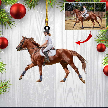 Custom Photo Horse Christmas Ornament for Horse Girl, Horse Farmhouse Ornament for Him and Her, Son and Daughter OO4320