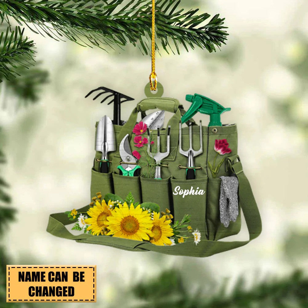 Personalized Gardening Girl Carry Bag Acrylic Ornament, Christmas Gift for Gardener OO4318