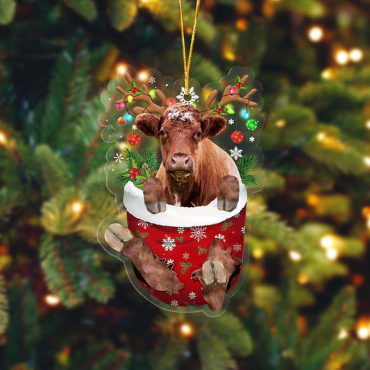 Lasfour Shorthorn In Pocket Christmas Ornament Flat Acrylic Farmhouse Ornament OO4315