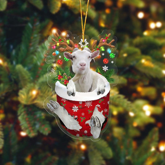 Lasfour Goat In Pocket Christmas Ornament Flat Acrylic Farmhouse Ornament OO4302