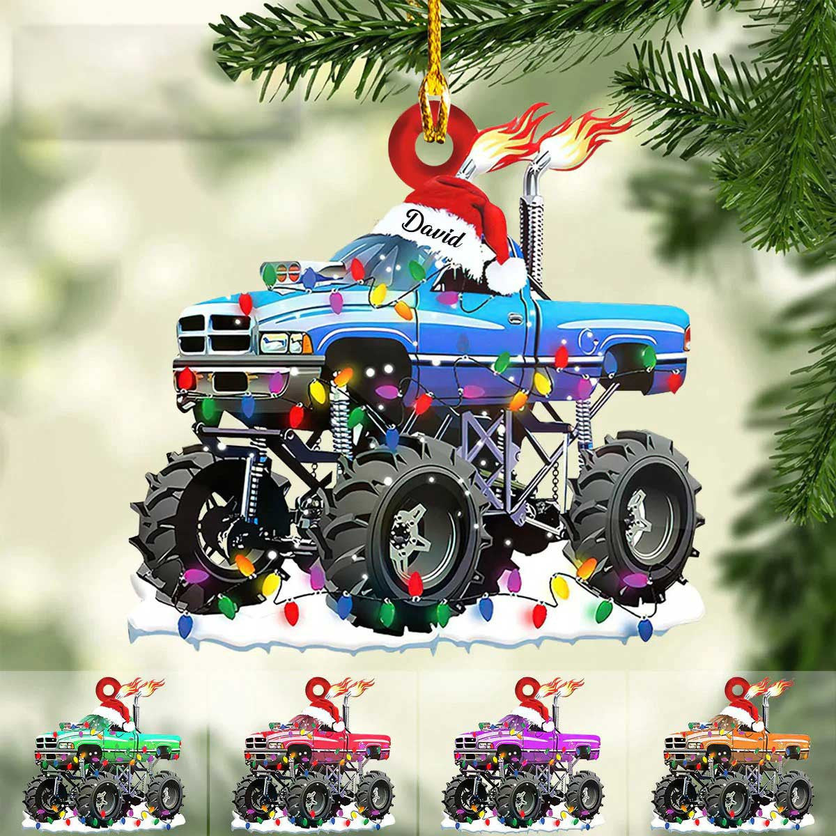 Personalized Monster Truck Christmas Ornament, Custom Name Monster Truck Ornament for Him OO4298