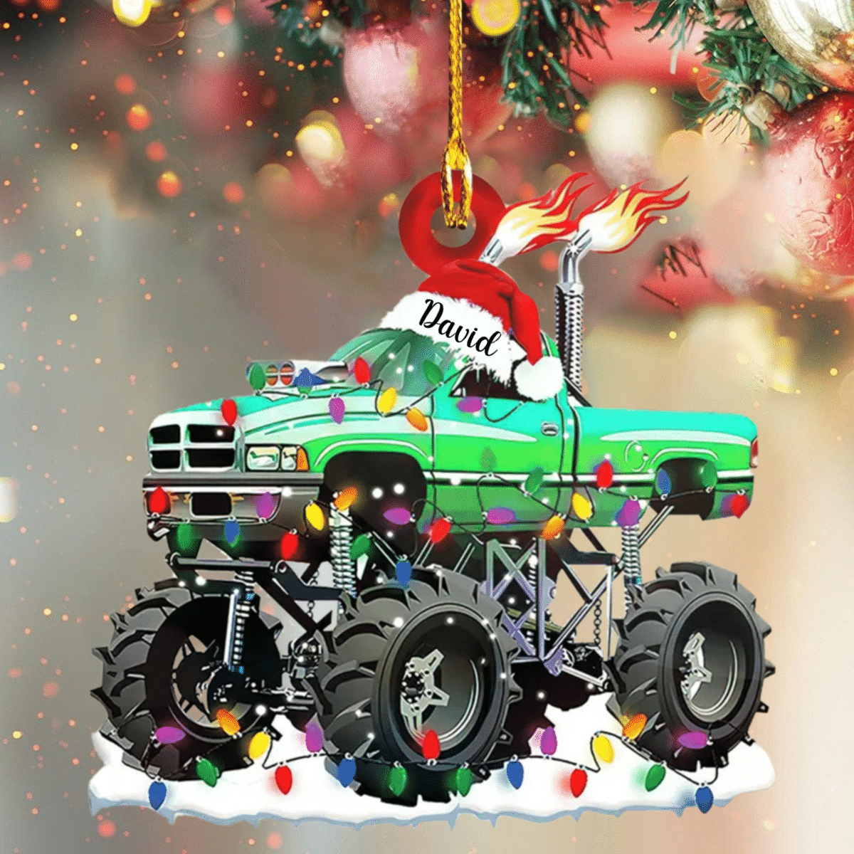 Personalized Monster Truck Christmas Ornament, Custom Name Monster Truck Ornament for Him OO4298