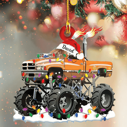 Personalized Monster Truck Christmas Ornament, Custom Name Monster Truck Ornament for Him OO4298