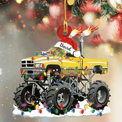 Personalized Monster Truck Christmas Ornament, Custom Name Monster Truck Ornament for Him OO4298