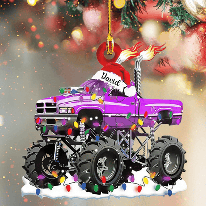 Personalized Monster Truck Christmas Ornament, Custom Name Monster Truck Ornament for Him OO4298