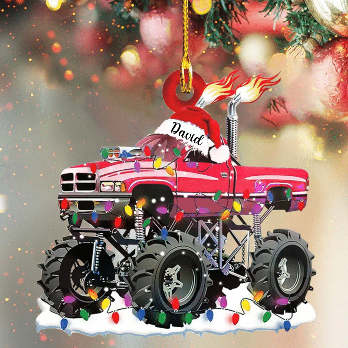 Personalized Monster Truck Christmas Ornament, Custom Name Monster Truck Ornament for Him OO4298