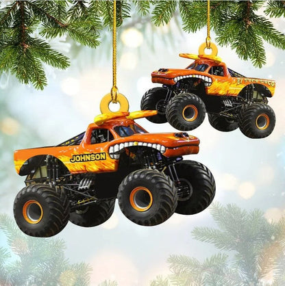 Personalized Monster Truck Christmas Ornament, Custom Name Monster Truck Ornament for Him OO4298