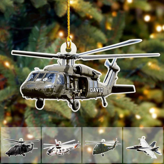 Personalized Veteran Helicopter Christmas Ornament for Dad, Gift for Him Veteran Ornament OO4295