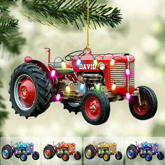 Customized Tractor Christmas Ornament Version 2 for Farmer, Gift for Dad Tree Decor OO4293