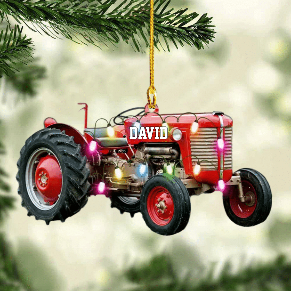 Customized Tractor Christmas Ornament Version 2 for Farmer, Gift for Dad Tree Decor OO4293