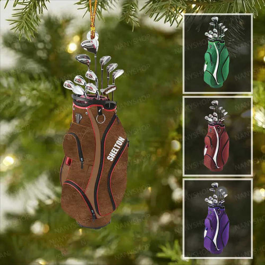 Personalized Golf Bag Christmas Ornament for Golf Players, Custom Golf Bag Color Ornament for Dad SO0857