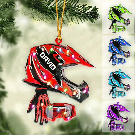 Personalized Dirt Bike Set Full Face Christmas Light Ornament for Dirt Bike, Gift for Him OO4290