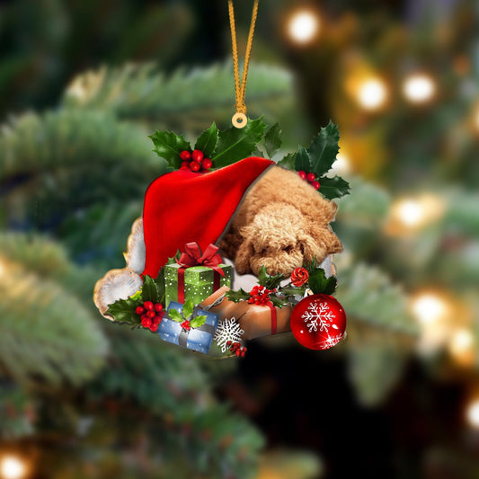 Poodle Sleeping In Hat Christmas Ornament Two Sided OO4284