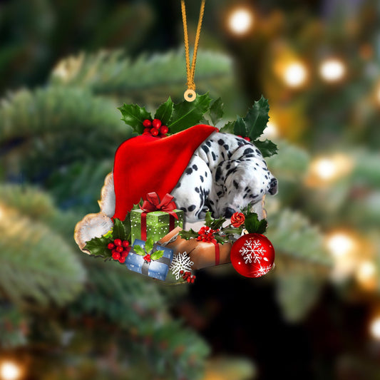 Dalmatian Sleeping In Hat Christmas Ornament Two Sided OO4277