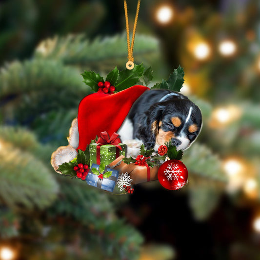 Cavalier King Charles Spaniel 2 Sleeping In Hat Christmas Ornament Two Sided OO4271