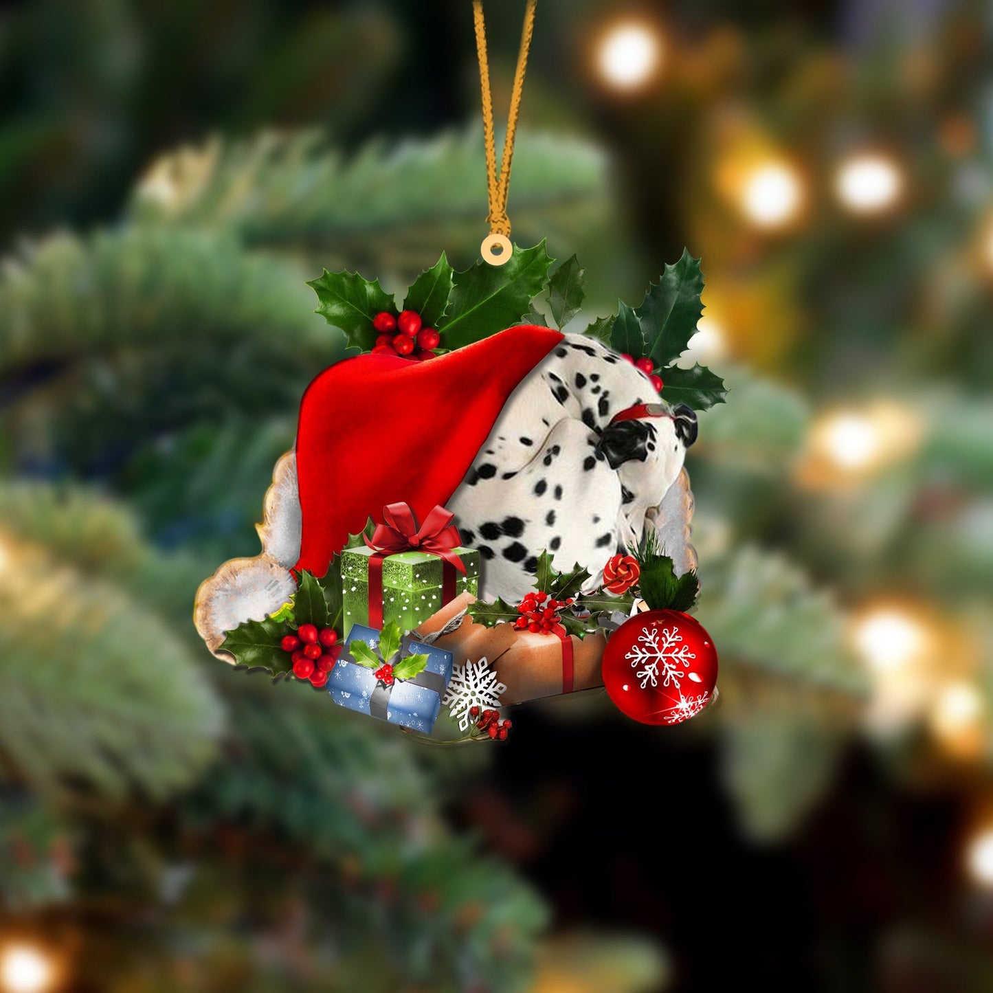 Dalmatian 2 Sleeping In Hat Christmas Ornament Two Sided OO4266