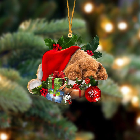 Poodle 2 Sleeping In Hat Christmas Ornament Two Sided OO4261