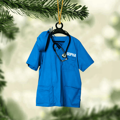 Personalized Nurse Scrub Hanging Christmas Ornament for Nurse, Gift for Mom, Nurse Women OO4249