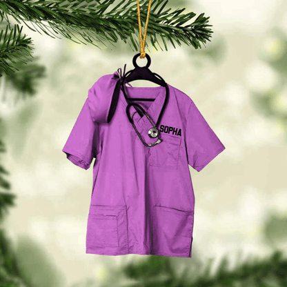 Personalized Nurse Scrub Hanging Christmas Ornament for Nurse, Gift for Mom, Nurse Women OO4249