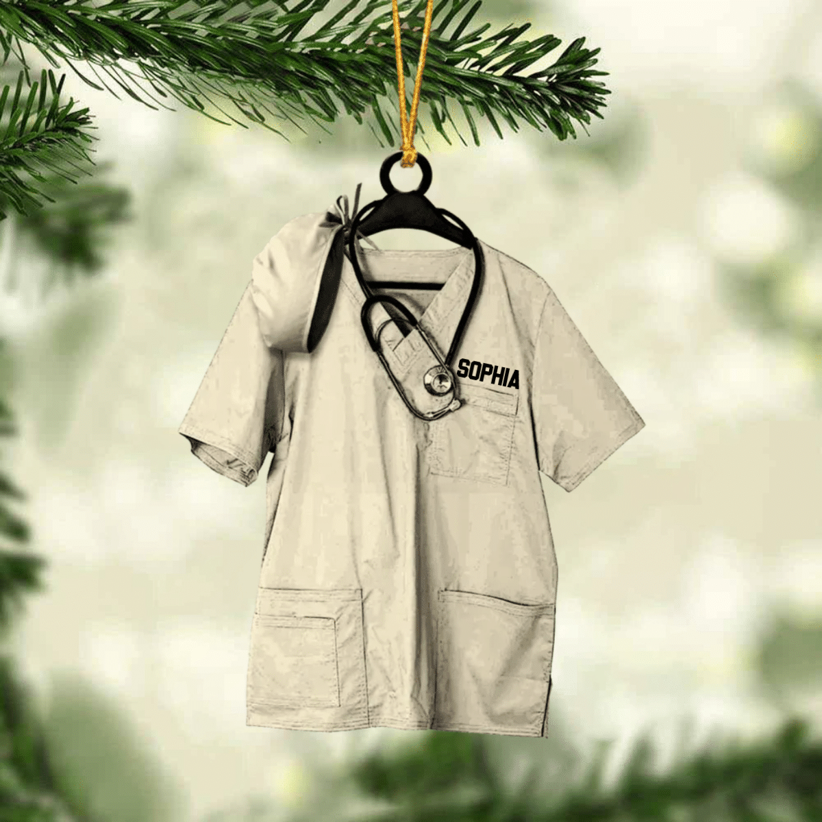 Personalized Nurse Scrub Hanging Christmas Ornament for Nurse, Gift for Mom, Nurse Women OO4249