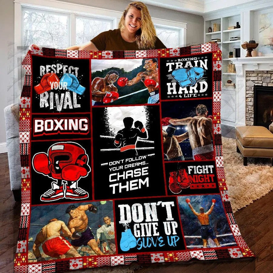 Customized Boxing Blanket for Men, Boxing is Cheaper than Therapy Fleece Blanket BD0011