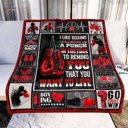 Customized Boxing Blanket for Men, Boxing is Cheaper than Therapy Fleece Blanket BD0011