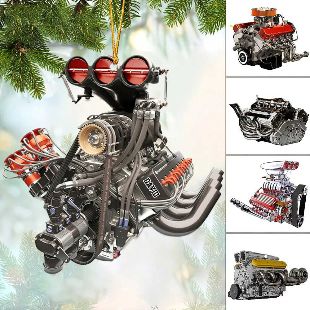 Drag Racing Hot Rod V8 Engine, Custom Drag Racing Ornament, Christmas Gift For Racing Lovers SO0852