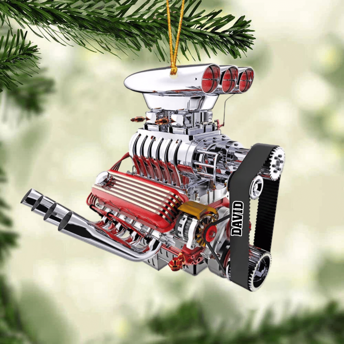 Drag Racing Hot Rod V8 Engine, Custom Drag Racing Ornament, Christmas Gift For Racing Lovers SO0852