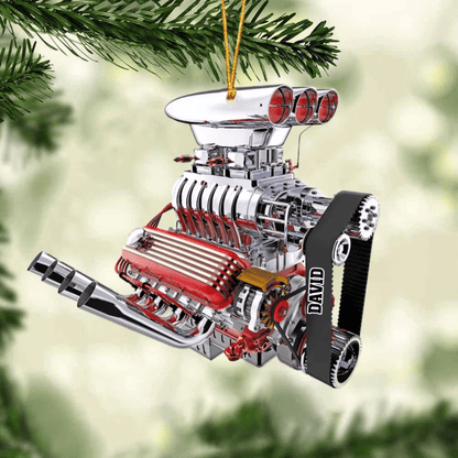 Drag Racing Hot Rod V8 Engine, Custom Drag Racing Ornament, Christmas Gift For Racing Lovers SO0852