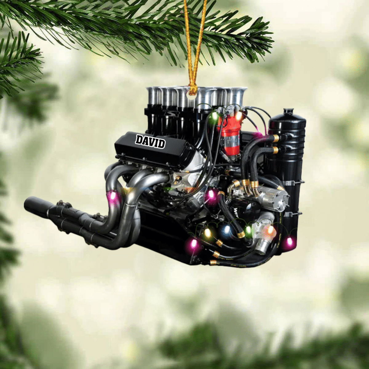 Drag Racing Hot Rod V8 Engine, Custom Drag Racing Ornament, Christmas Gift For Racing Lovers SO0852