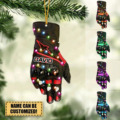 Personalized Dirt Bike Gloves Christmas Light Ornament for Dirt Biker Lovers OO4248