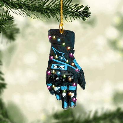 Personalized Dirt Bike Gloves Christmas Light Ornament for Dirt Biker Lovers OO4248