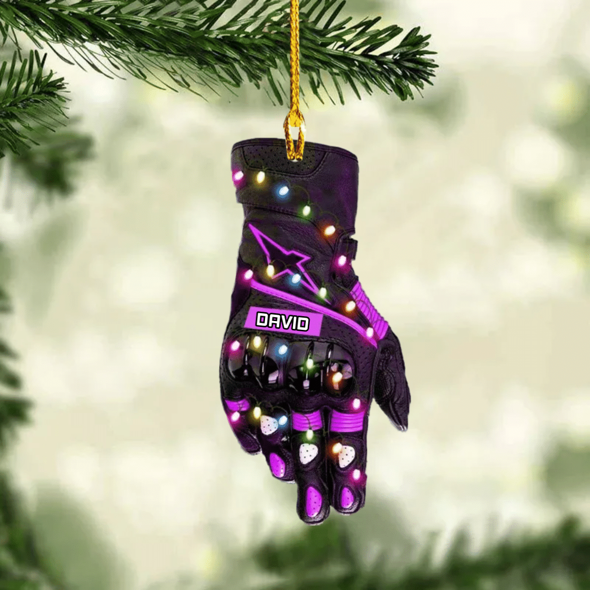 Personalized Dirt Bike Gloves Christmas Light Ornament for Dirt Biker Lovers OO4248