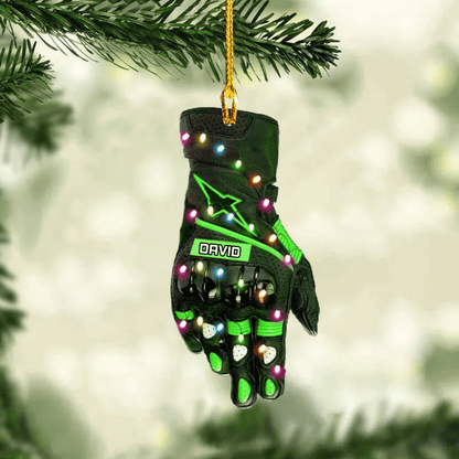 Personalized Dirt Bike Gloves Christmas Light Ornament for Dirt Biker Lovers OO4248