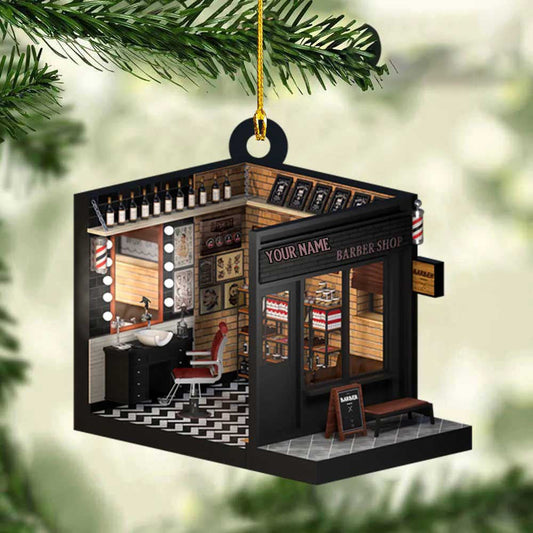 Personalized Barber Shop Christmas Ornament for Barber, Gift for Him OO4245