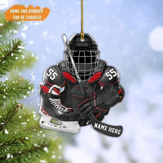 Personalized Ice Hockey Equipment Christmas Tree Ornament Custom Colorful Uniform Hockey OO4242