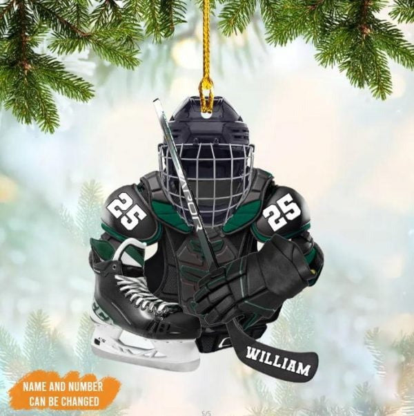 Personalized Ice Hockey Equipment Christmas Tree Ornament Custom Colorful Uniform Hockey OO4242