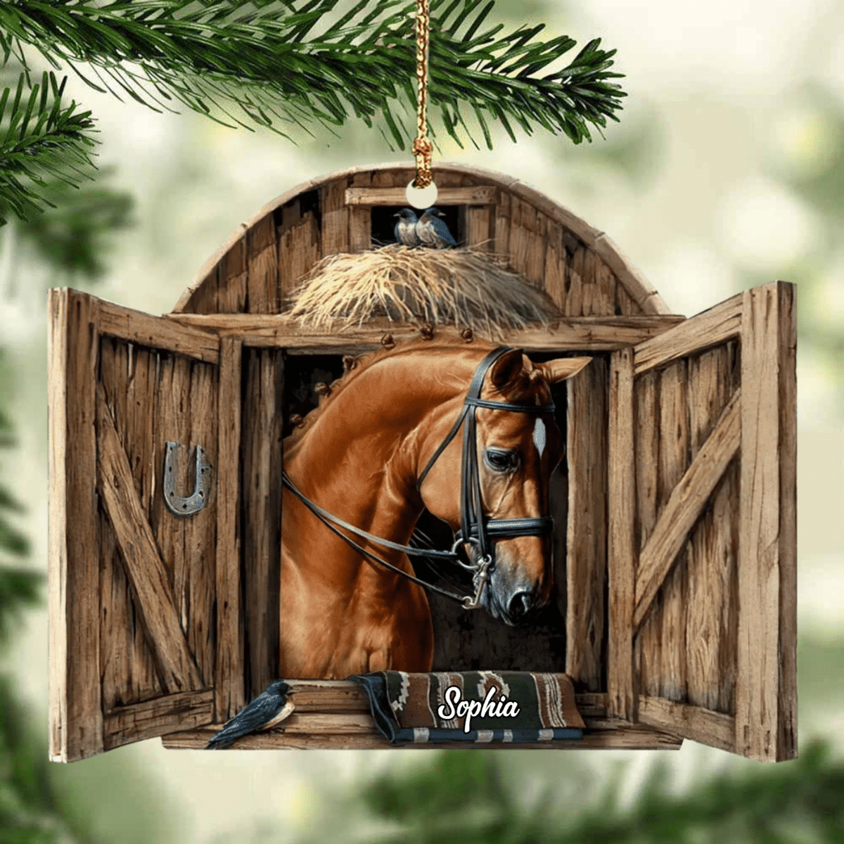 Personalized Horse Ornament, Country Horses On Farm, Horse Breeds Custom Name for Horse Lovers OO4241