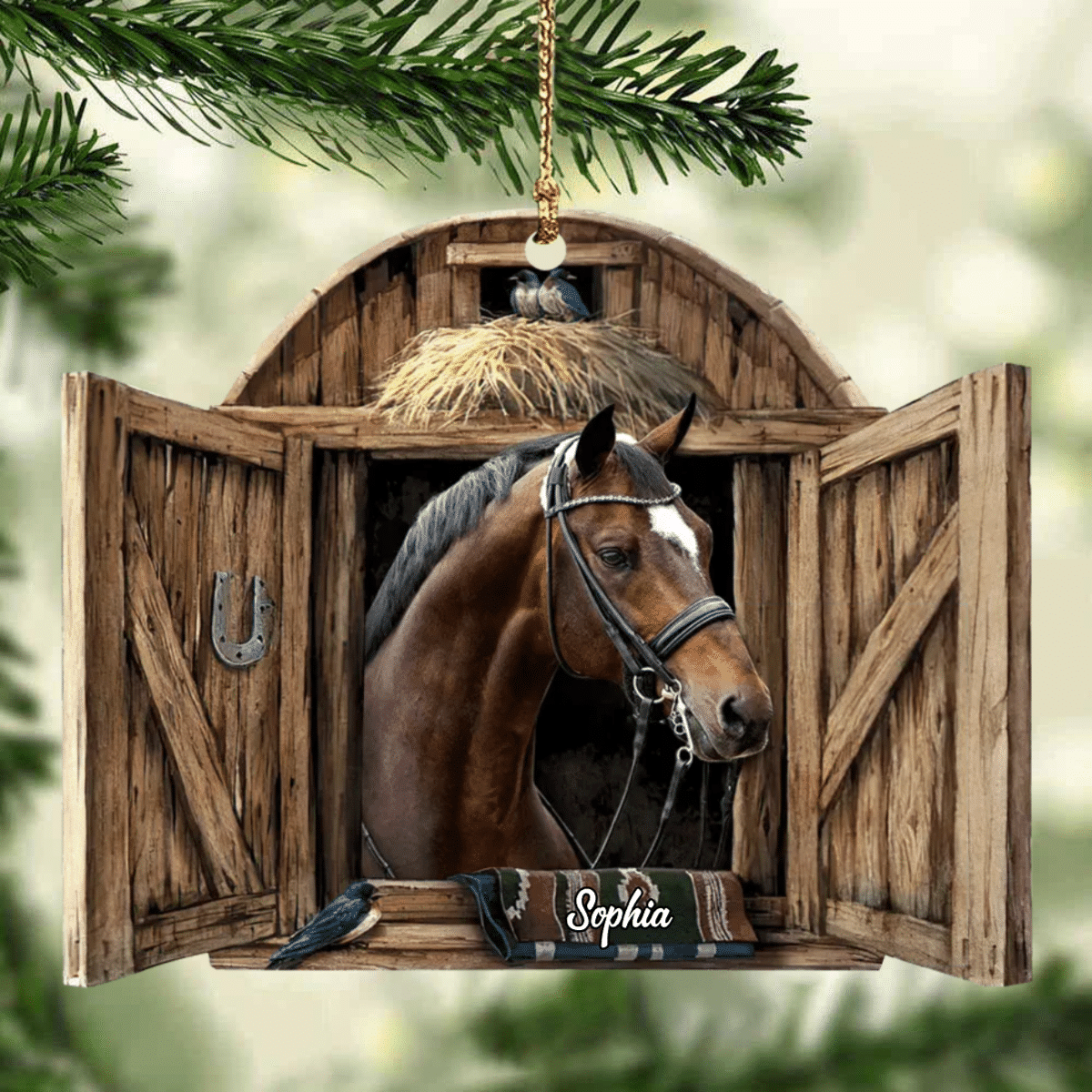 Personalized Horse Ornament, Country Horses On Farm, Horse Breeds Custom Name for Horse Lovers OO4241