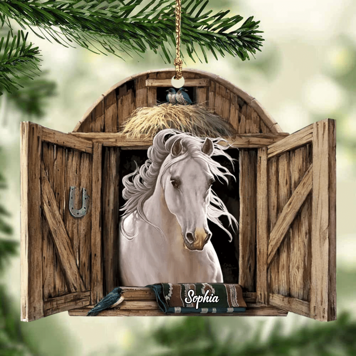 Personalized Horse Ornament, Country Horses On Farm, Horse Breeds Custom Name for Horse Lovers OO4241