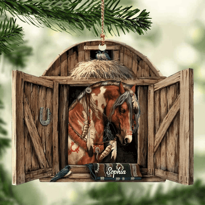 Personalized Horse Ornament, Country Horses On Farm, Horse Breeds Custom Name for Horse Lovers OO4241