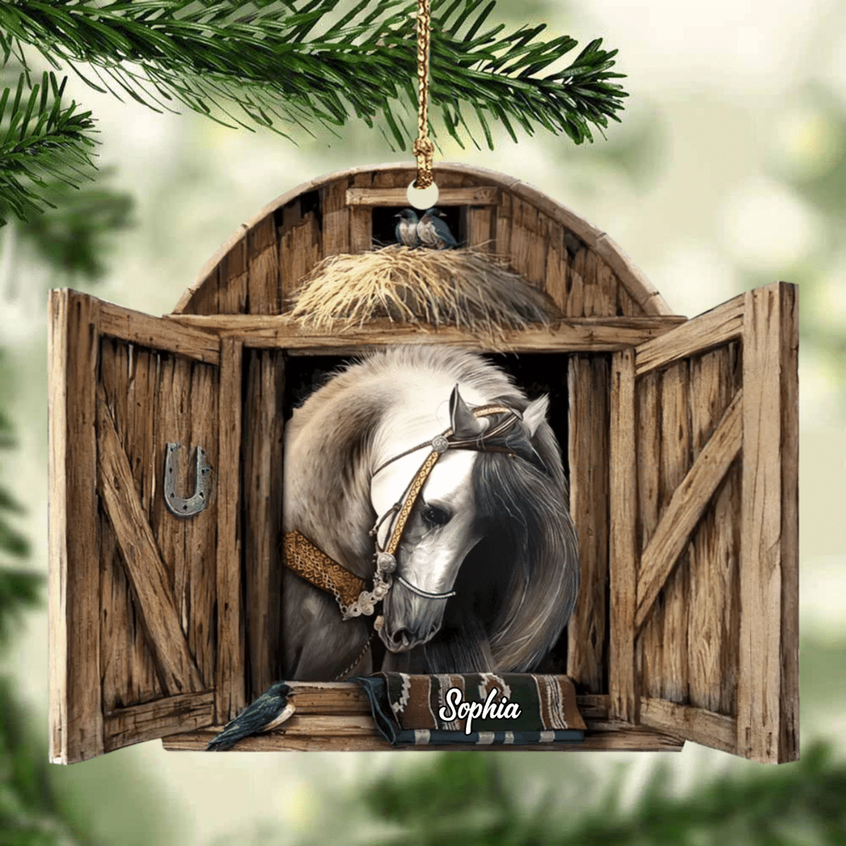 Personalized Horse Ornament, Country Horses On Farm, Horse Breeds Custom Name for Horse Lovers OO4241