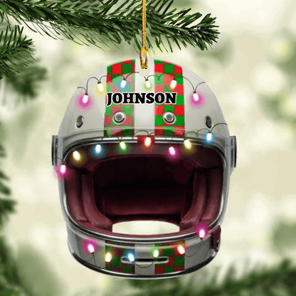 Personalized Racing Helmet With Christmas Light Ornament for Racing Lovers SO0990