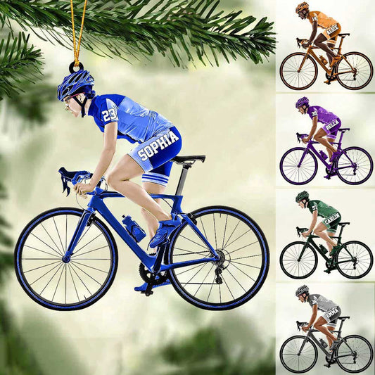 Personalized Female Cyclist, Bike Riding Acrylic Christmas Ornament Gift For Cyclists, Gift for Her OO4237