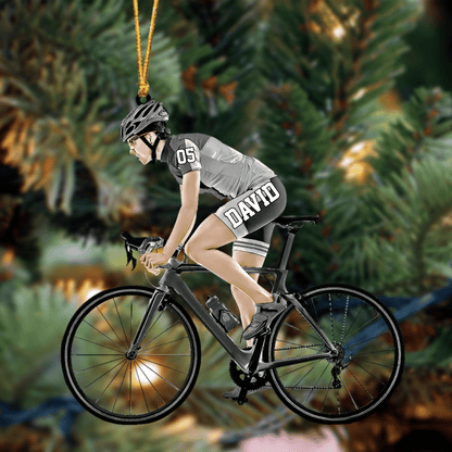 Personalized Female Cyclist, Bike Riding Acrylic Christmas Ornament Gift For Cyclists, Gift for Her OO4237